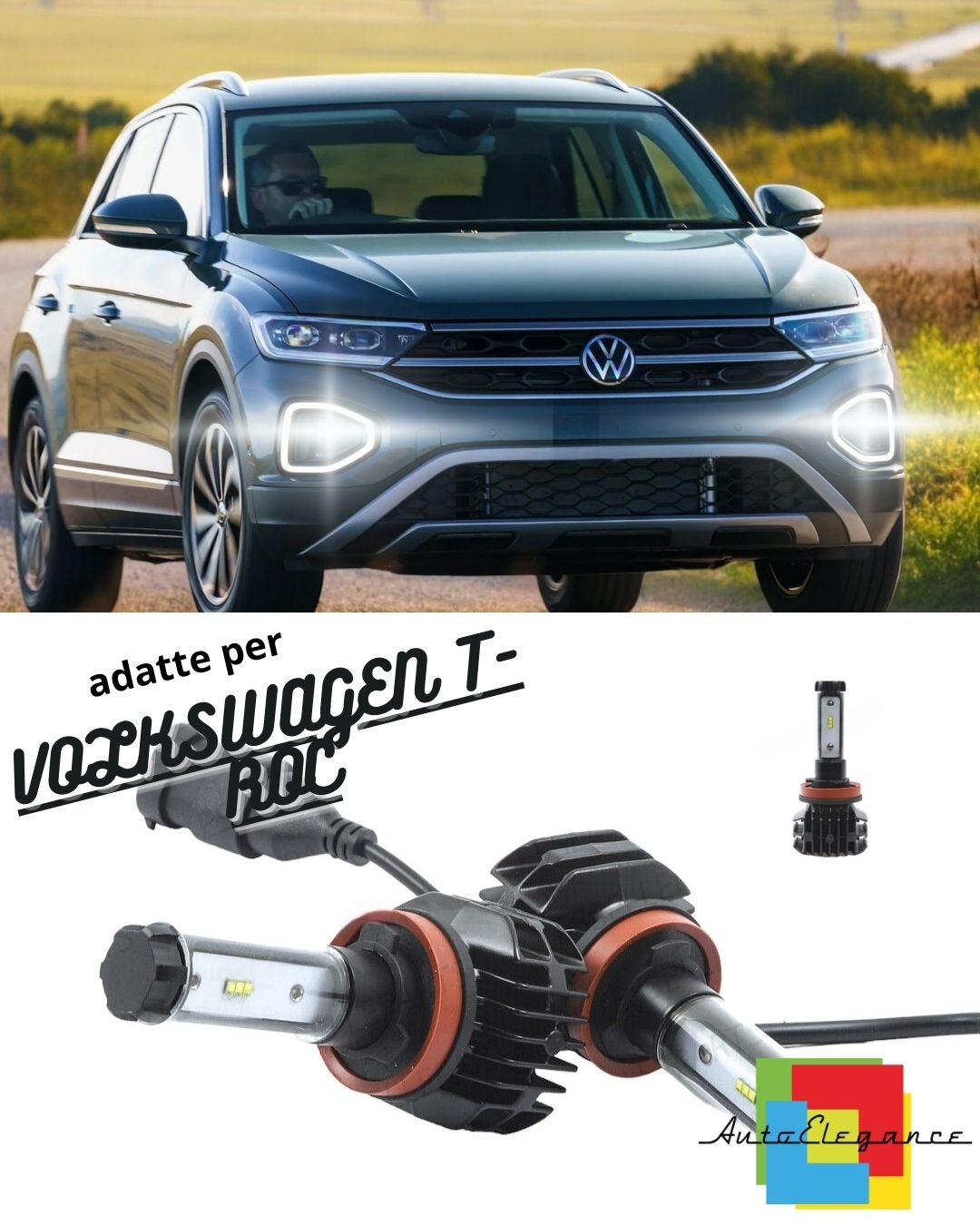 😎KIT LED H8 6000K CANBUS XENON 9800 LM LUMEN FOG LIGHTS VOLKSWAGEN T-ROC😎 