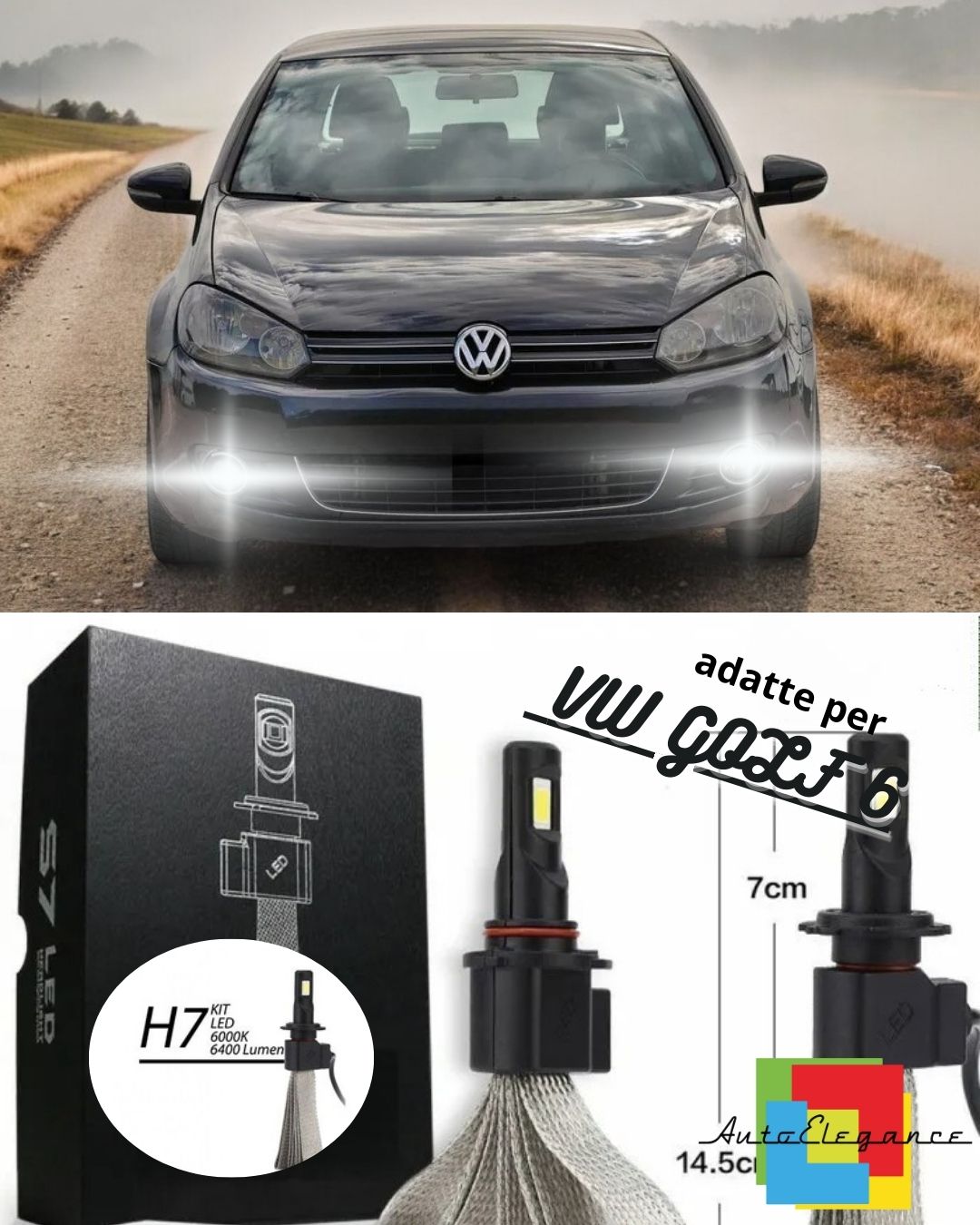 🖤FULL LED KIT VW ​​GOLF 6 VI HB4 FOG LIGHTS CANBUS 6400 LUMEN🖤 