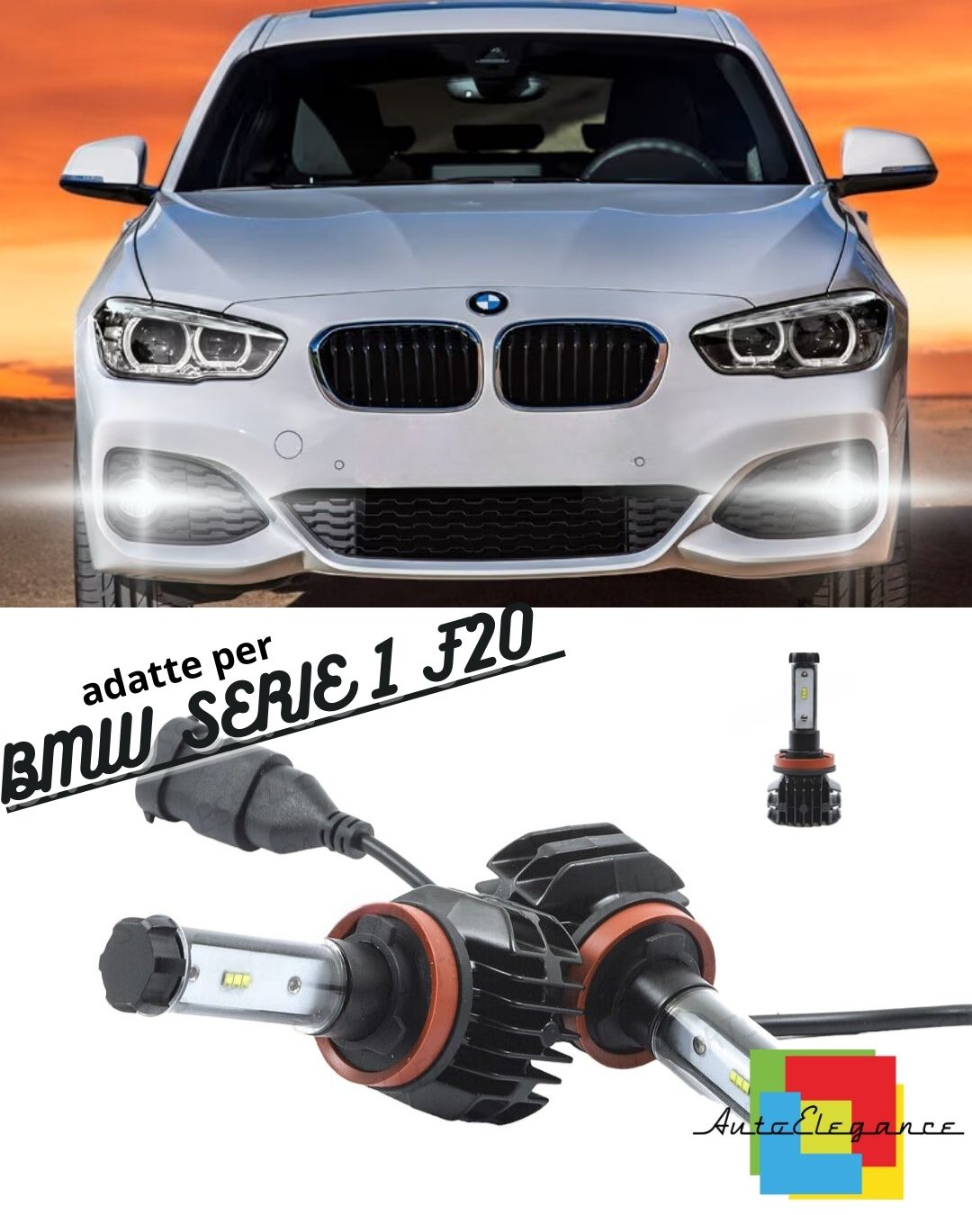 💯KIT LED H8 BMW SERIE 1 F20 F21 RESTYLING 6000K CANBUS 9800 LUMEN FENDINEBBIA💯