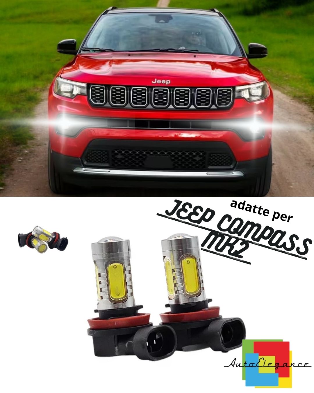 🔥PAIR OF FOG LIGHTS H11LED CREE COB CANBUS FOR JEEP COMPASS MK2 6000K🔥 