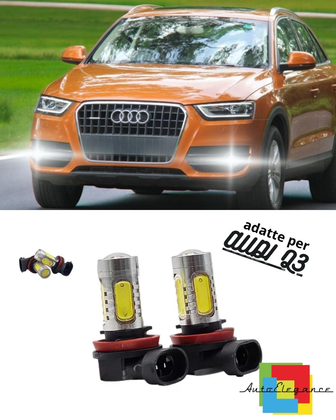 🧡PAIR OF FOG LIGHTS H11 LED CREE COB CANBUS AUDI Q3 100% NO ERROR🧡 