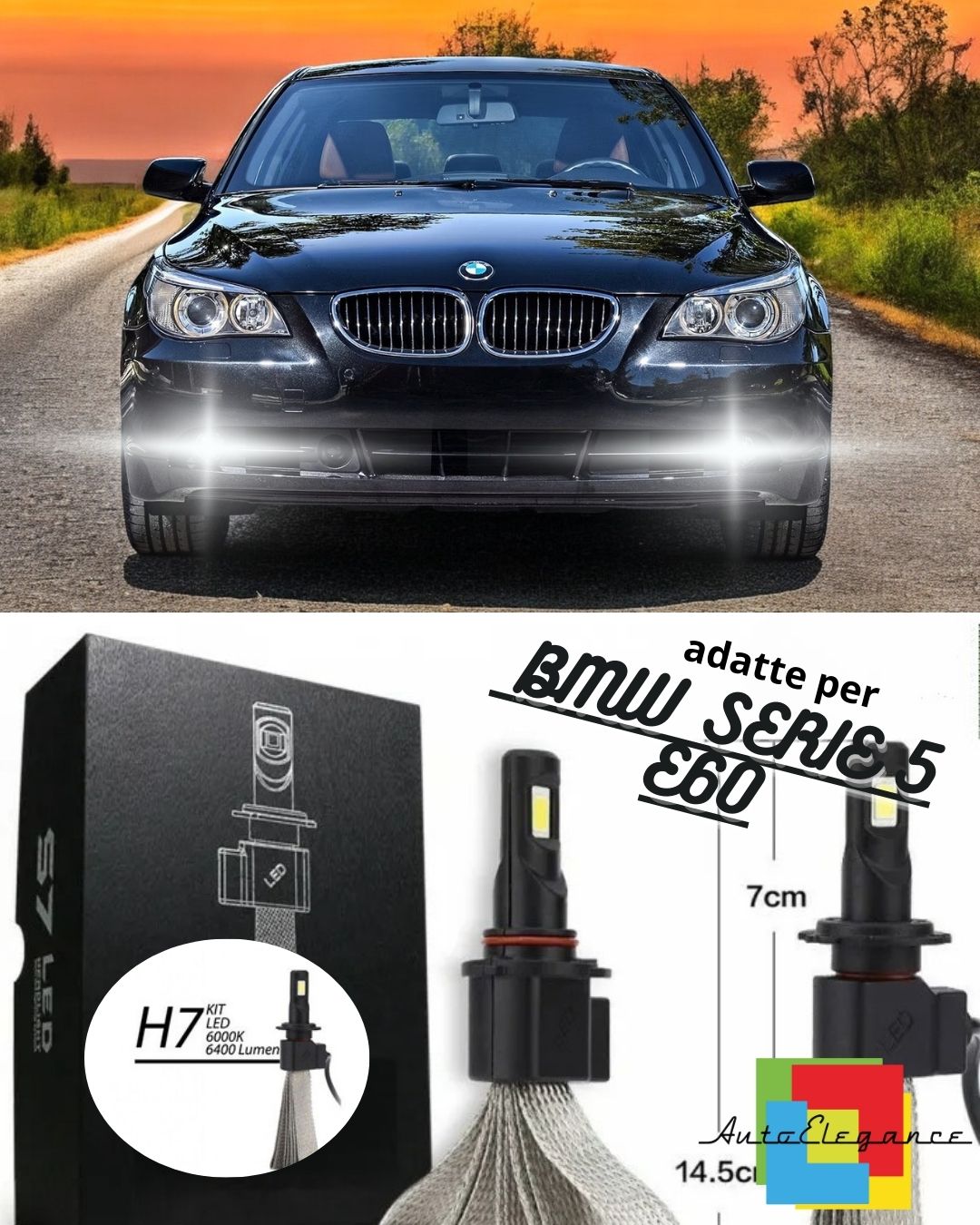 🖤KIT LED BMW SERIE 5 E60 E61 HB4 FENDINEBBIA CANBUS 6400 LUMEN🖤