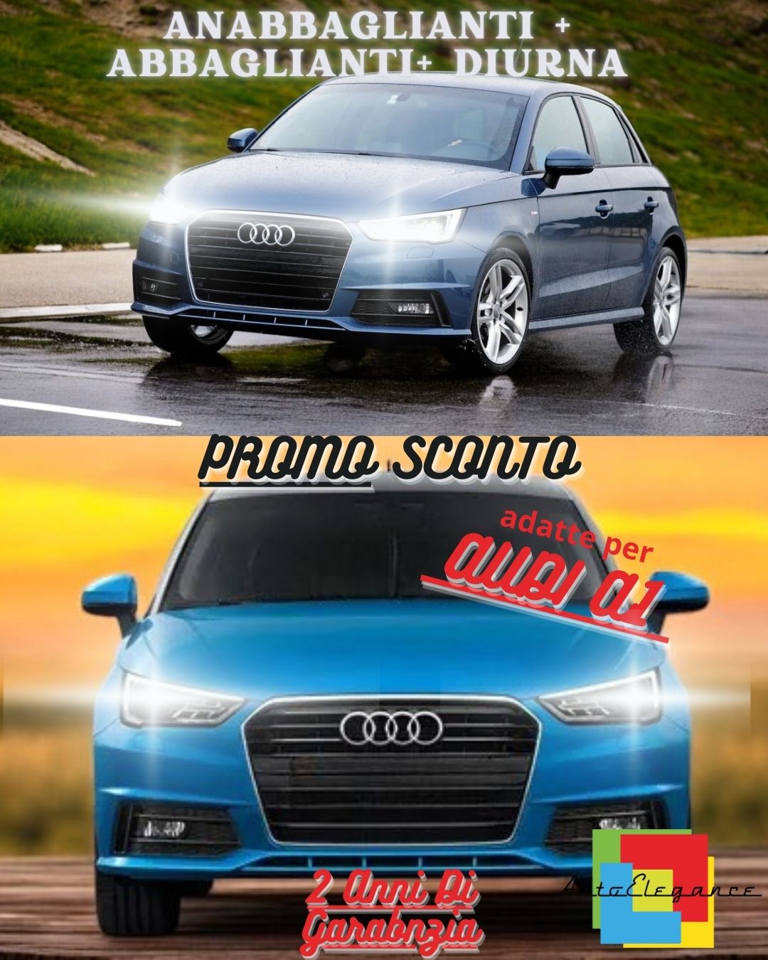 😎AUDI A1 RESTYLING LED HEADLIGHT KIT LOW BEAM + HIGH BEAM + DAYTIME LIGHT CANBUS😎 