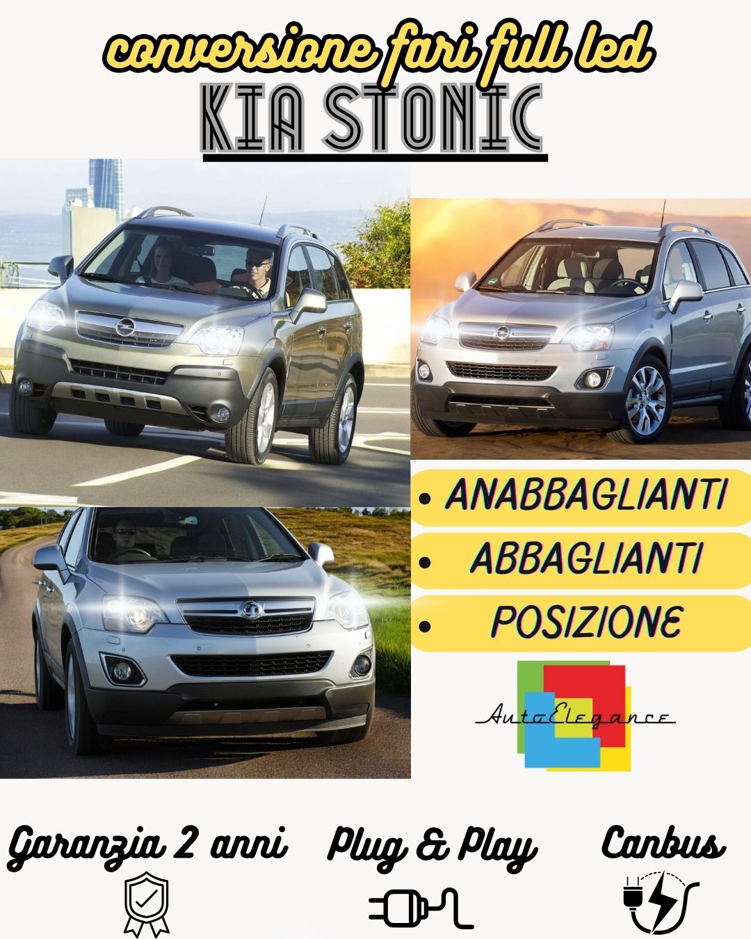 OPEL ANTARA FULL LED HEADLIGHT KIT LOW BEAM HIGH BEAM POSITION LED 6000K