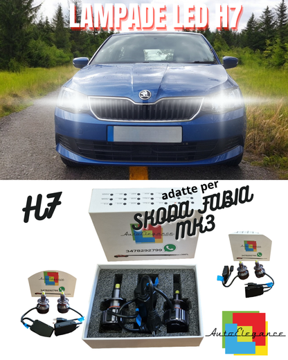 😍KIT FULL LED H7 SKODA FABIA MK3 6000K WHITE NO ERROR 9600 LUMEN CANBUS😍