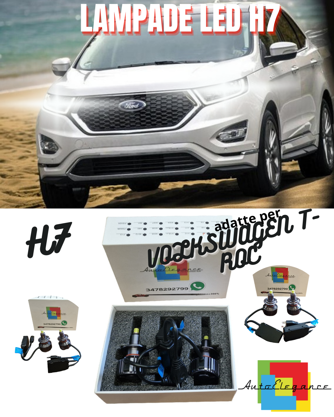 🔥FORD EDGE LED LOW BEAM LAMP KIT LED H7 6000K XENON WHITE🔥