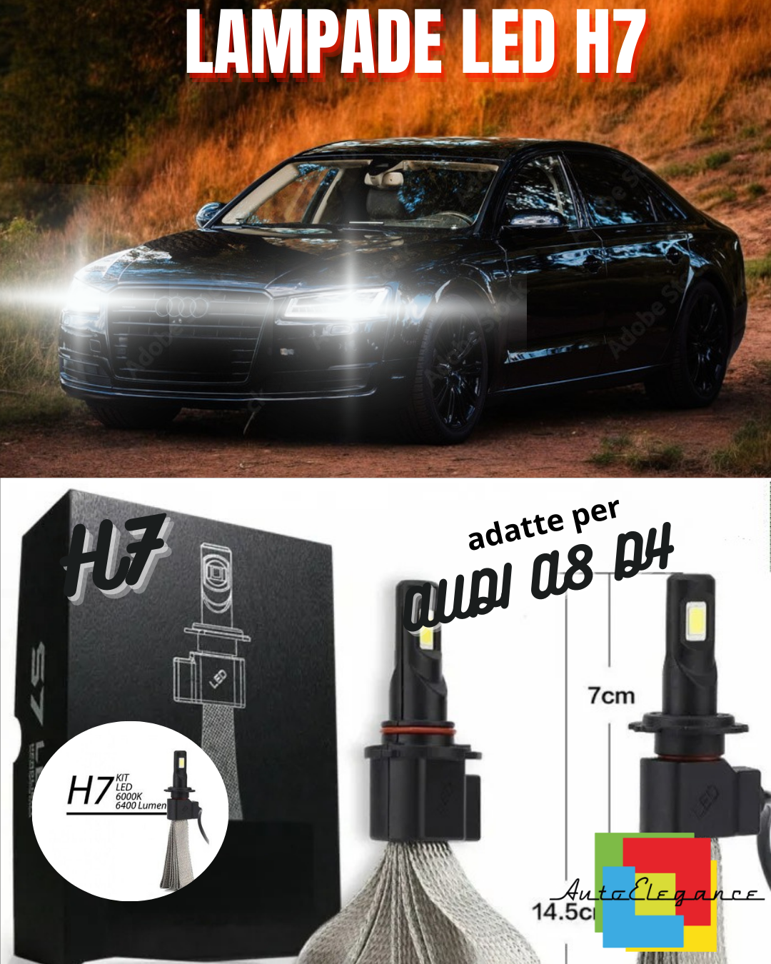 COPPIA LAMPADE H7 LED CANBUS FENDINEBBIA AUDI A8 D4 4H 6400L 6000K NO ERROR