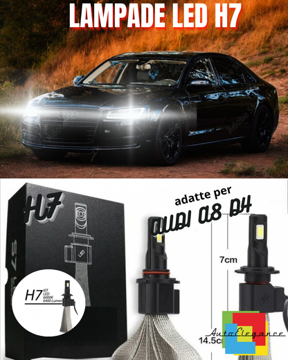 COPPIA LAMPADE H7 LED CANBUS FENDINEBBIA AUDI A8 D4 4H 6400L 6000K NO ERROR