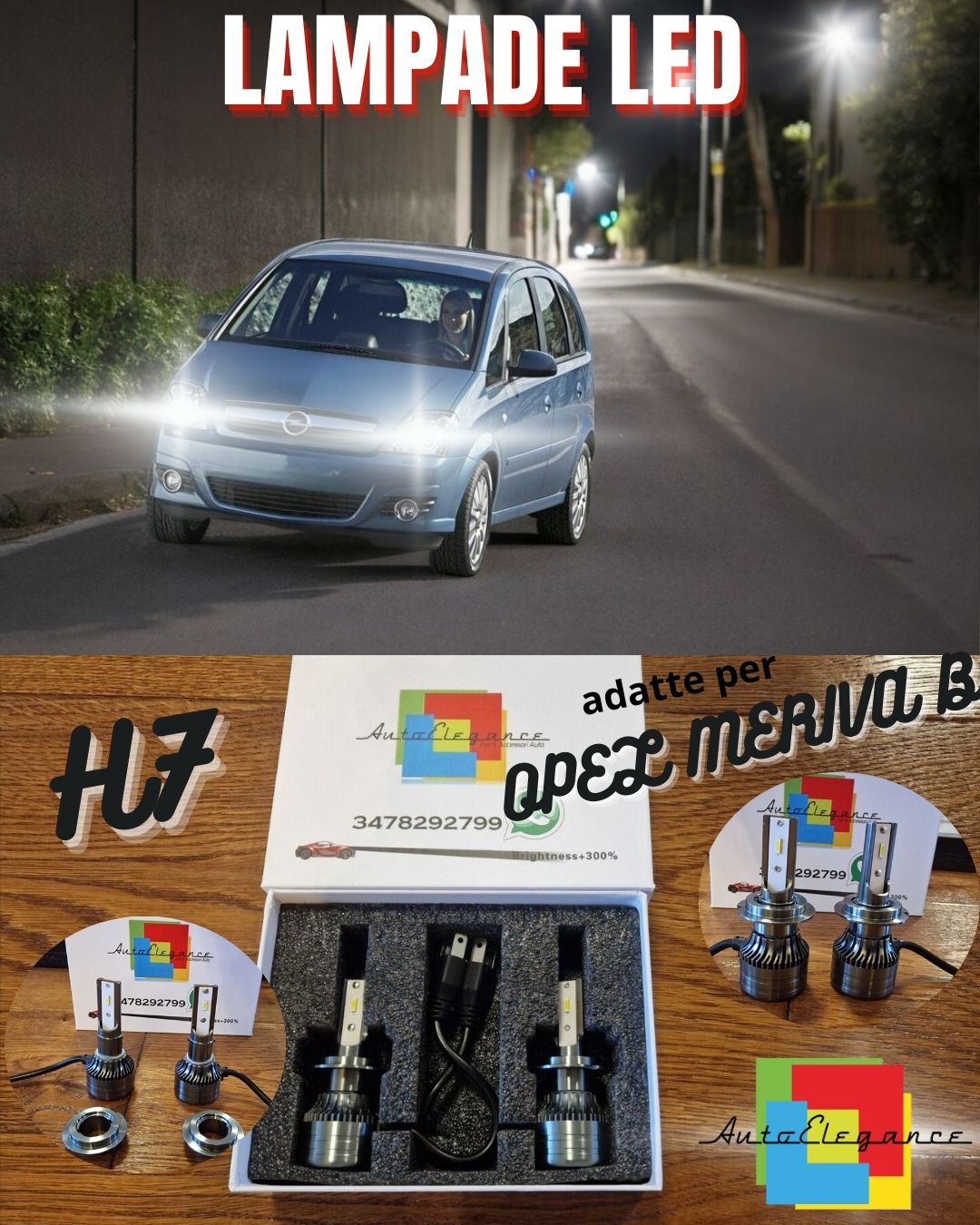 Lampade LED H7 per Opel Meriva B Luci Bianche Anabbaglianti CANbus 6500K 8000LM