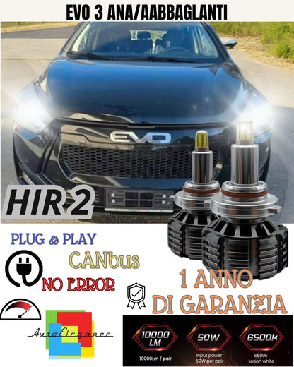 KIT FULL LED HIR HIR 2 6000K CANBUS 360° EVO3 EVO 3 ANABBAGLIANTI ABBAGLIANTI