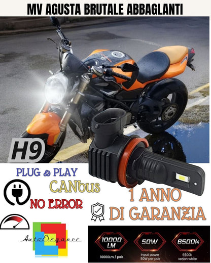 LAMPADA LED H9 3000 LUMEN CANBUS MV AGUSTA BRUTALE 989 ABBAGLIANTE NO ERROR