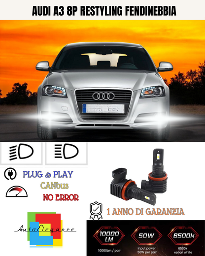 💫KIT LED H11 AUDI A3 8P RESTYLING 6000K BIANCO FENDINEBBIA 💫