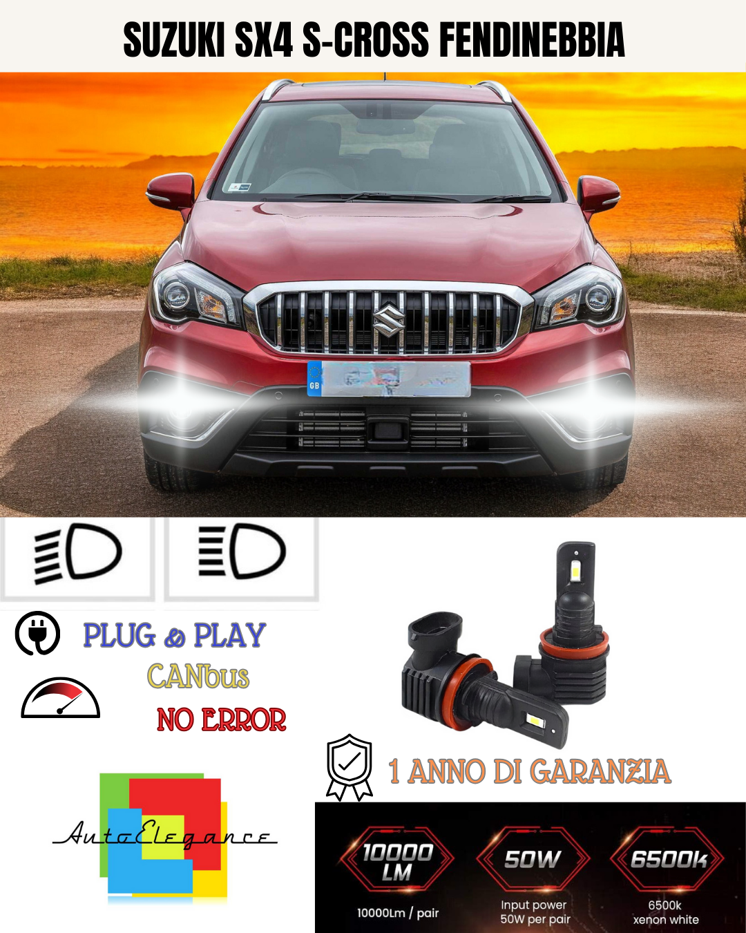 💫KIT LED H11 SUZUKI SX4 S-CROSS 6000K BIANCO FENDINEBBIA 💫