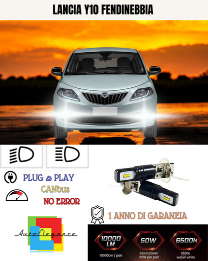 🔥KIT LED H3 LANCIA Y10 6000K BIANCO FENDINEBBIA🔥