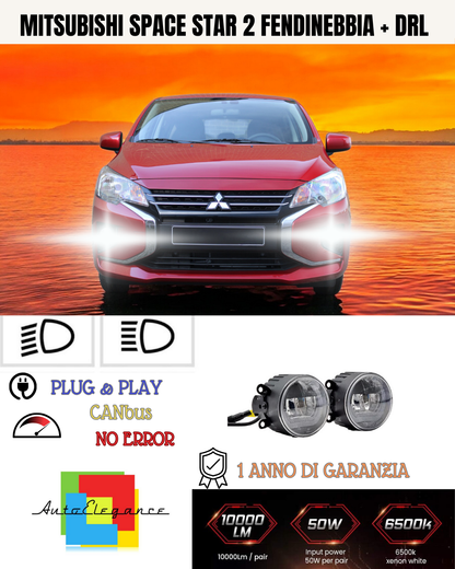 🔥SET PROIETTORI LED MITSUBISHI SPACE STAR 2 NERO FENDINEBBIA + DRL🔥