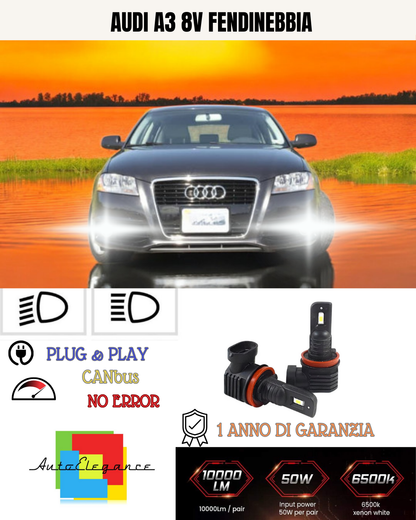 💫KIT LED H8 AUDI A3 8V 6000K BIANCO FENDINEBBIA 💫