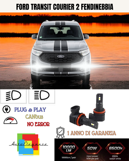💫KIT LED H11  FORD TRANSIT COURIER 2 6000K BIANCO FENDINEBBIA 💫