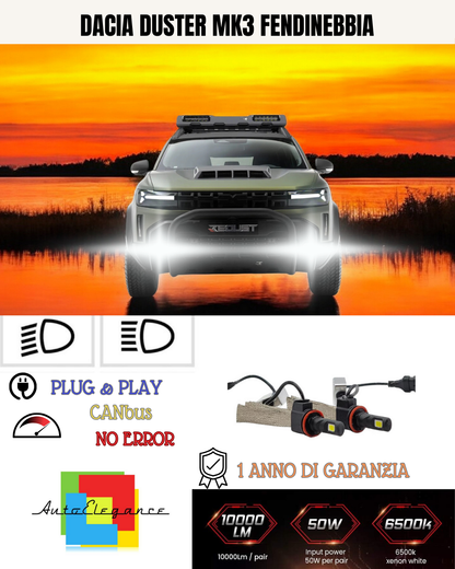 🔥KIT LED H16 DACIA DUSTER MK3 6000K BIANCO FENDINEBBIA🔥