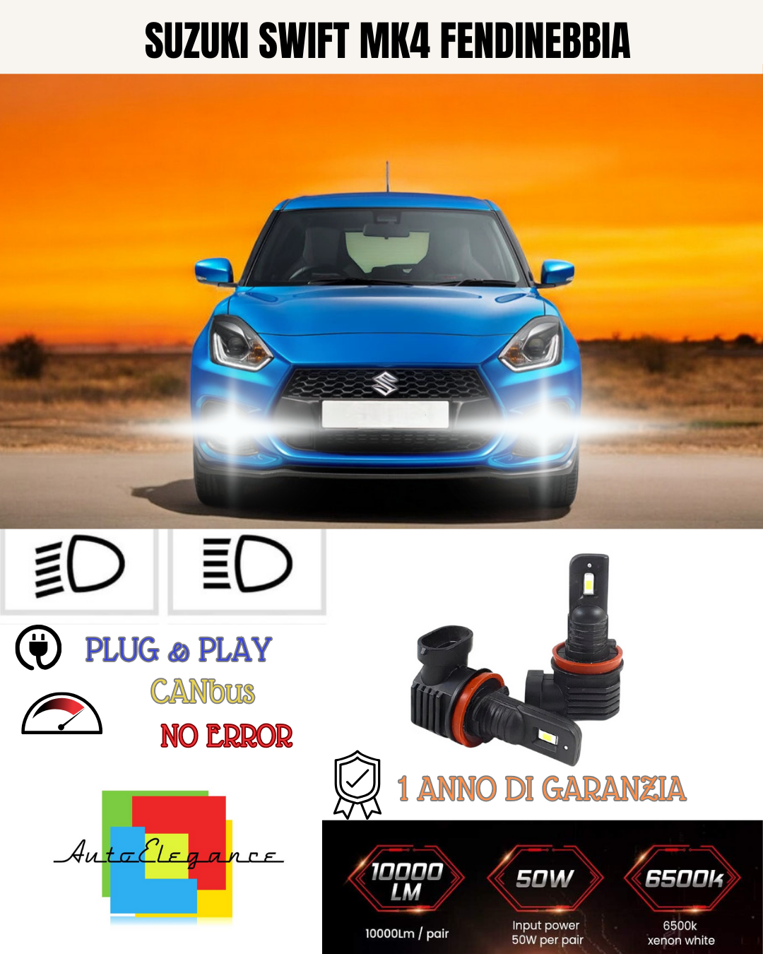 💫KIT LED H11  SUZUKI SWIFT MK4 6000K BIANCO FENDINEBBIA 💫