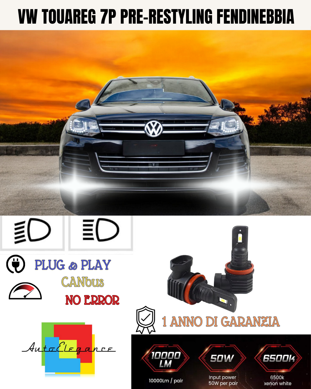 💫KIT LED HB4 VW TOUAREG 7P PRE-RESTYLING 6000K BIANCO FENDINEBBIA 💫