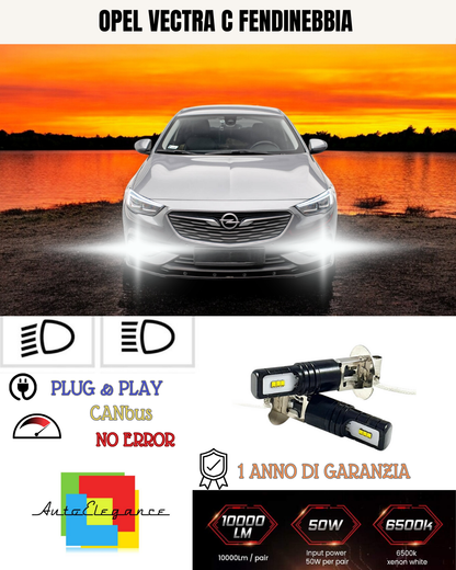 🔥KIT LED H3 OPEL VECTRA C 6000K BIANCO FENDINEBBIA🔥