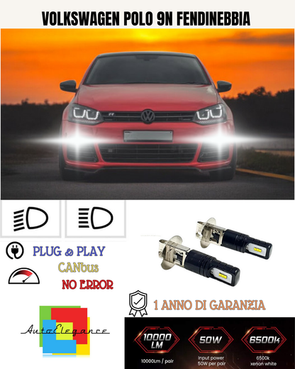 🔥KIT LED H3 VOLKSWAGEN POLO 9N PRE-RESTYLING  6000K BIANCO FENDINEBBIA 🔥