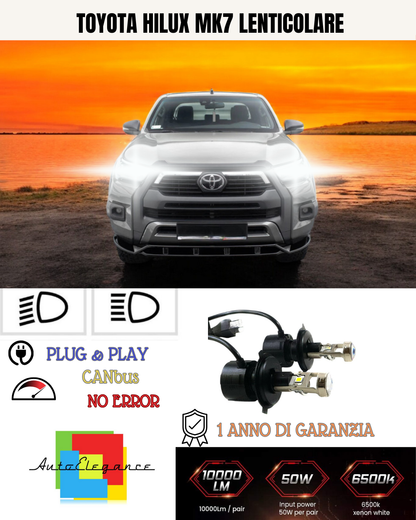 🔥KIT BI-LED H4 TOYOTA HILUX MK7 6000K BIANCO LENTICOLARE🔥