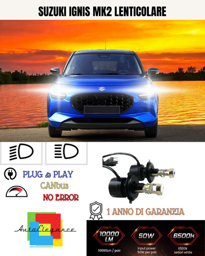 🔥KIT BI-LED H4 SUZUKI IGNIS MK2 6000K BIANCO LENTICOLARE🔥