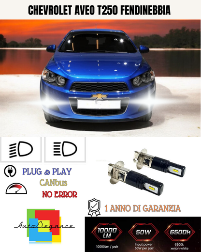 🔥KIT LED H3 CHEVROLET AVEO T250  6000K BIANCO FENDINEBBIA 🔥