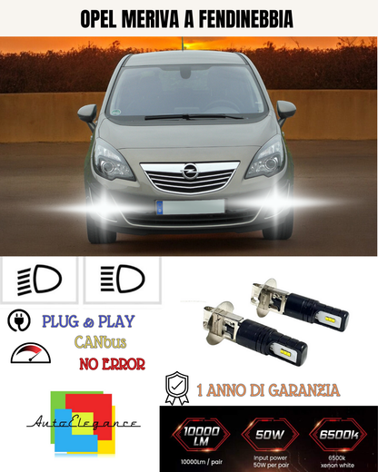 🔥KIT LED H3 OPEL MERIVA  A 6000K BIANCO FENDINEBBIA 🔥