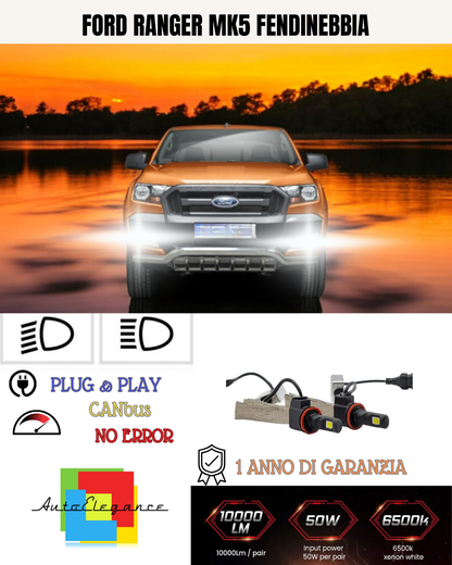 🔥KIT LED H8 FORD RANGER MK5 6000K BIANCO FENDINEBBIA🔥