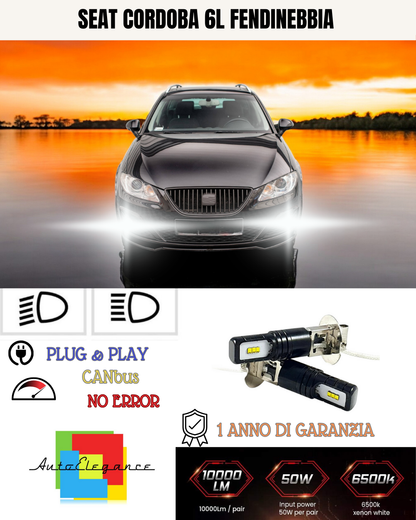 🔥KIT LED H3 SEAT CORDOBA 6L 6000K BIANCO FENDINEBBIA🔥