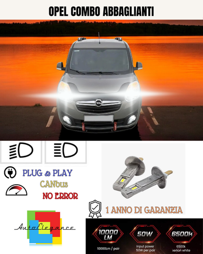 🔥KIT LED H1 OPEL COMBO 6000K BIANCO ABBAGLIANTI🔥