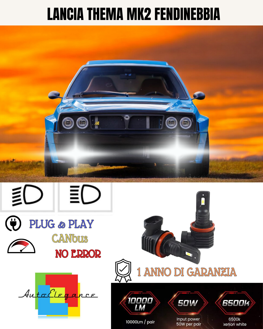 💫KIT LED H11 LANCIA THEMA MK2 6000K BIANCO FENDINEBBIA 💫