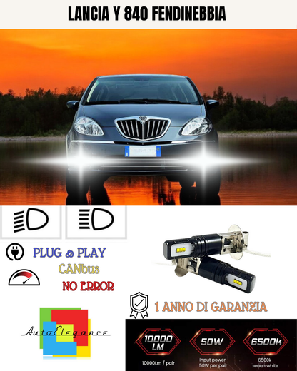 🔥KIT LED H3 LANCIA Y 840 6000K BIANCO FENDINEBBIA🔥