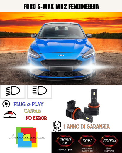 💫KIT LED H8 FORD S-MAX MK2 6000K BIANCO FENDINEBBIA 💫