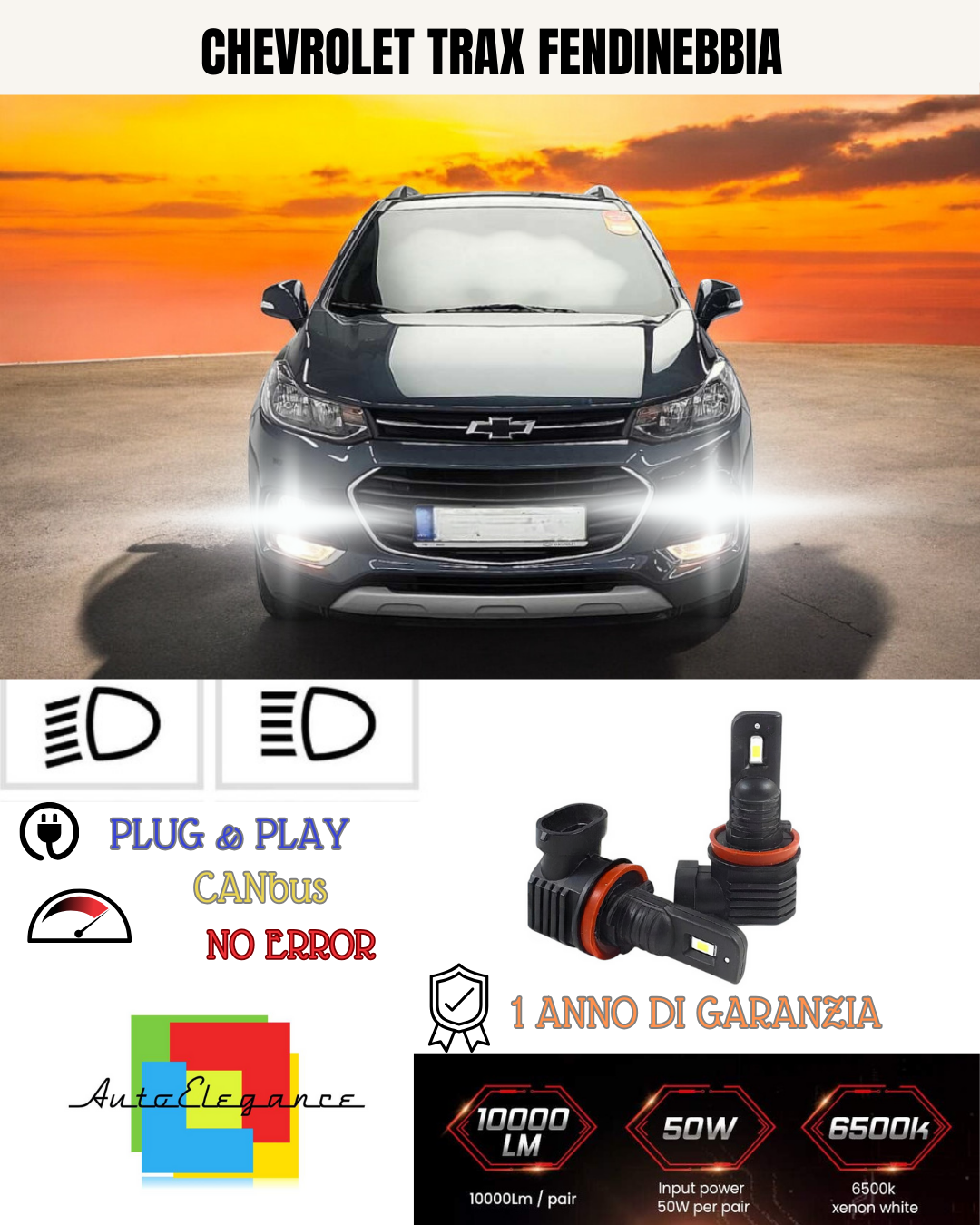 💫KIT LED H8 CHEVROLET TRAX 6000K BIANCO FENDINEBBIA 💫