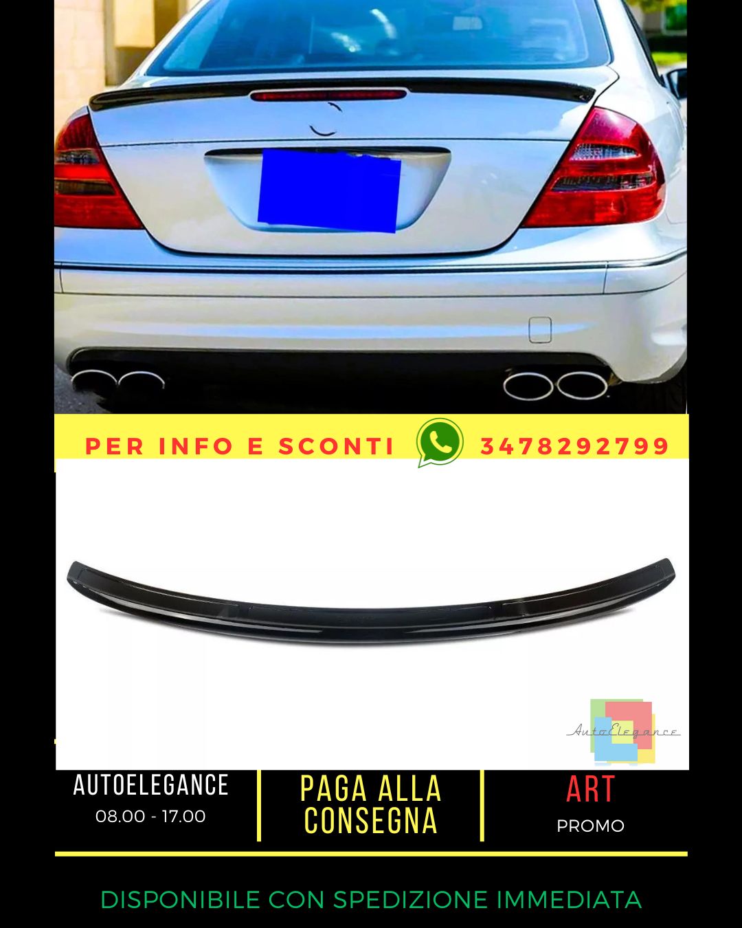 ✨KIT Spoiler Nero Lucido Adatto Per Mercedes Classe E W211✨