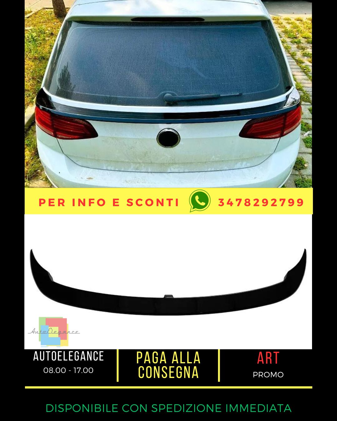 ✨Kit spoiler posteriore centrale nero lucido adatto per VW Golf MK7 GTD GTI R TS
