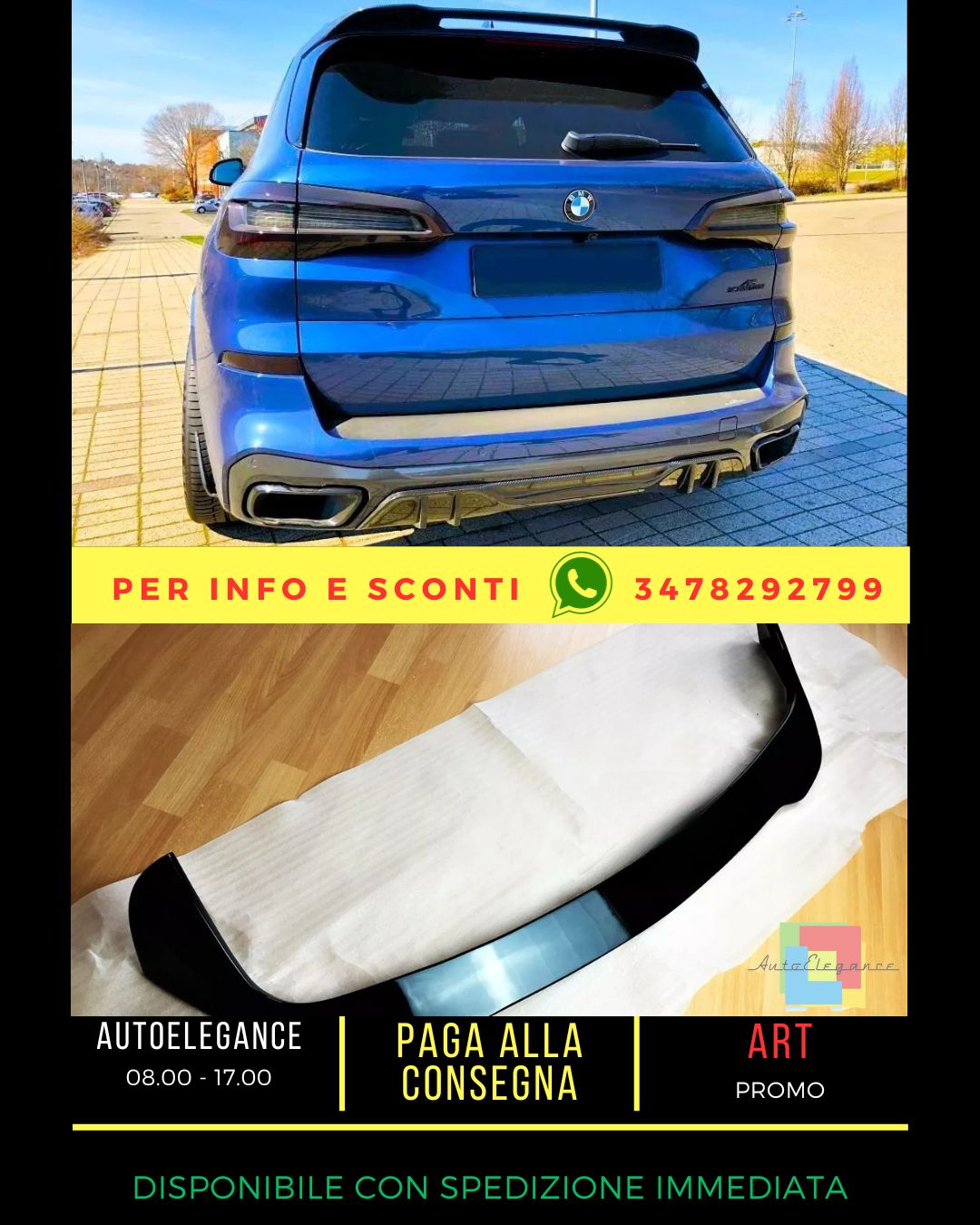 💙KIT Spoiler Nero Lucido Adatto Per BMW X5 G05 M50 201💙