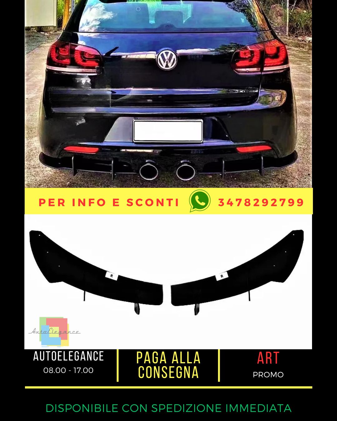 😎Diffuser kit suitable for VW Golf R20 R MK6😎