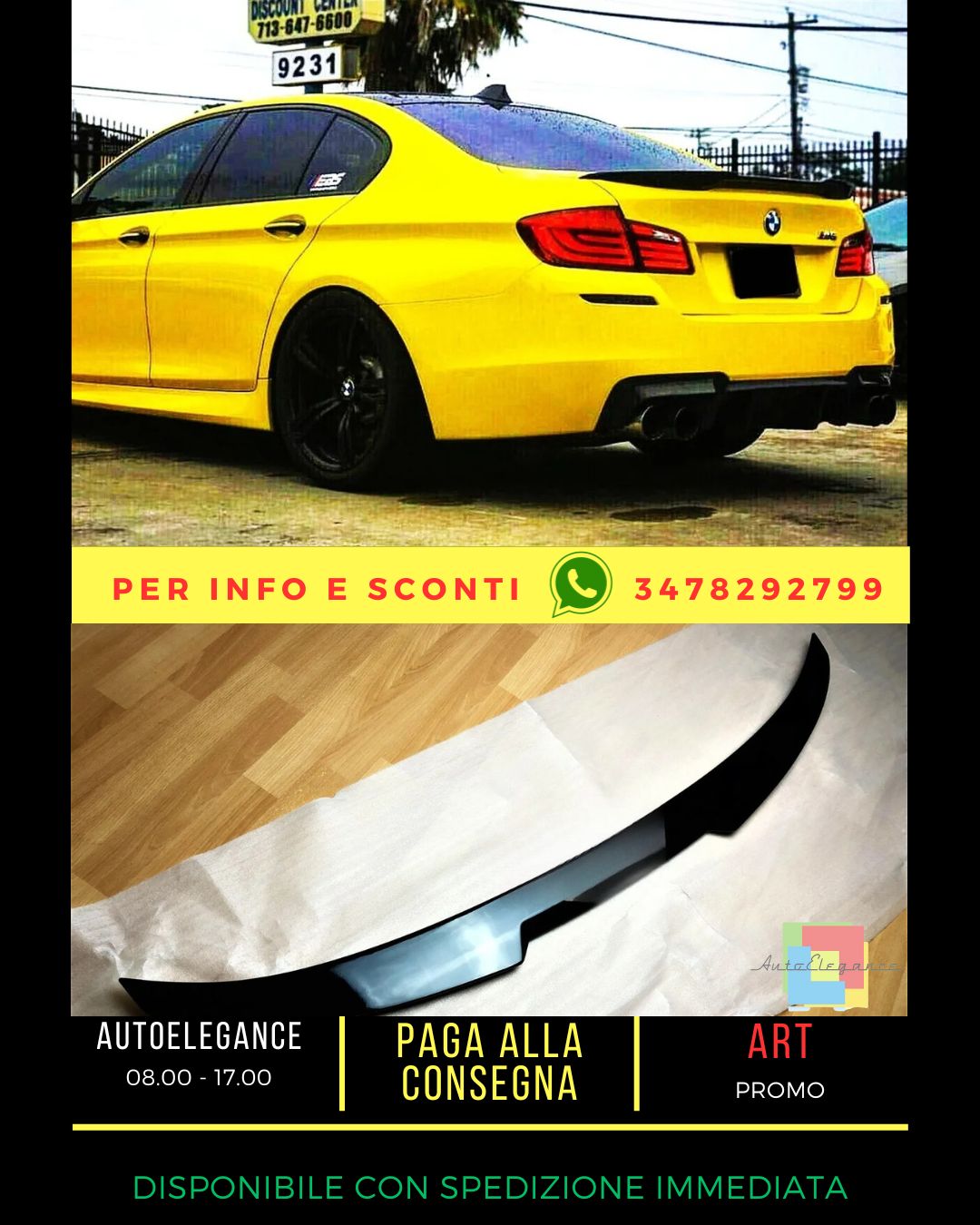 ⭐BMW 5 Series M5 F10 Gloss Black Rear Spoiler M4 Style Lip Wing⭐