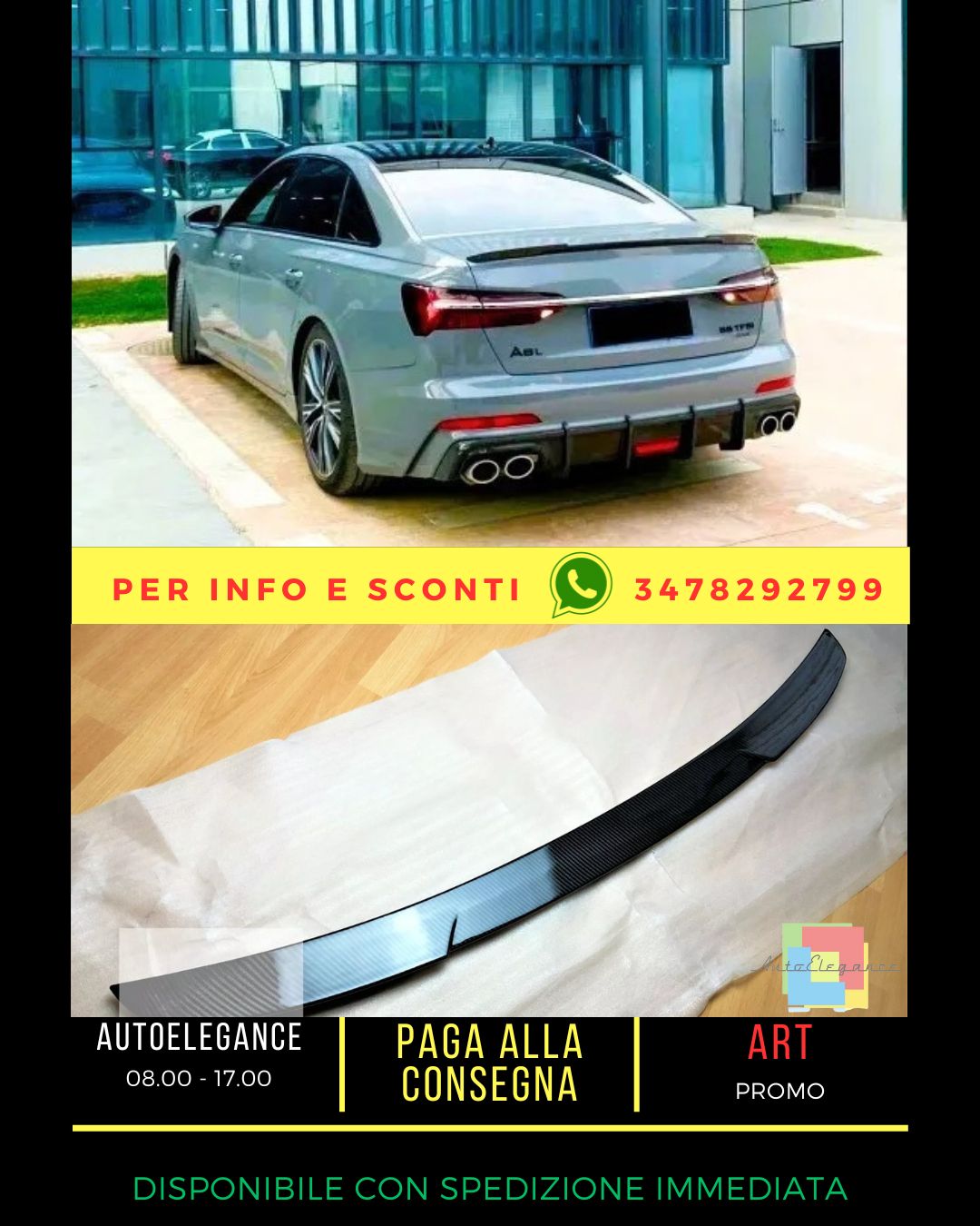 💯Carbon Fiber Rear Spoiler Kit Fit For Audi A6 S6 C8💯