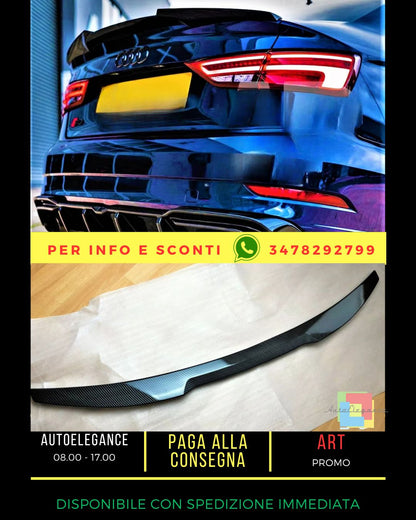 💙Spoiler Posteriore in Fibra di Carbonio adatto per Audi A3 S3 RS3 8V Berlina💙