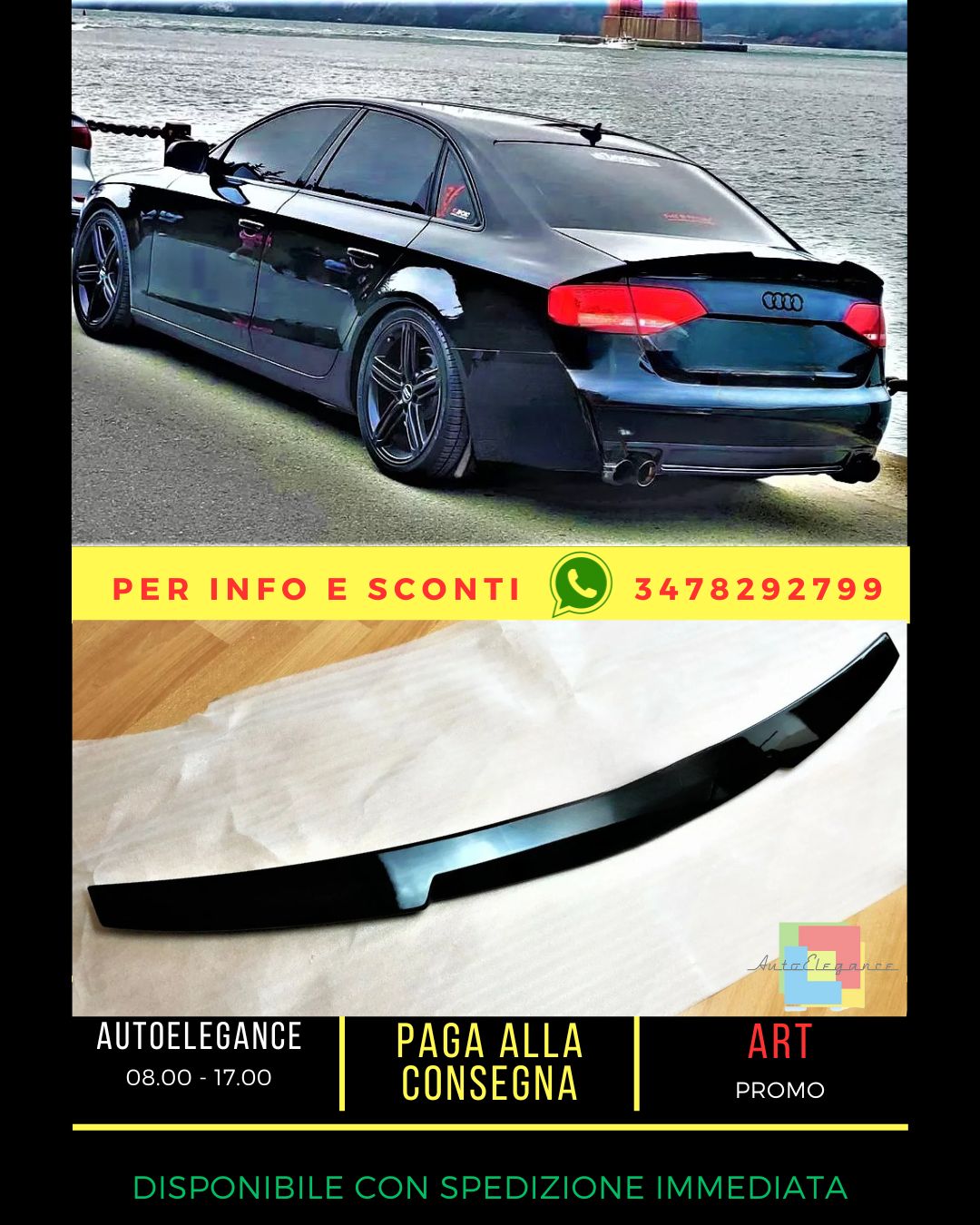 😍Glossy black spoiler KIT suitable for Audi A4 B8 PREFACELIFT 2008-12😍