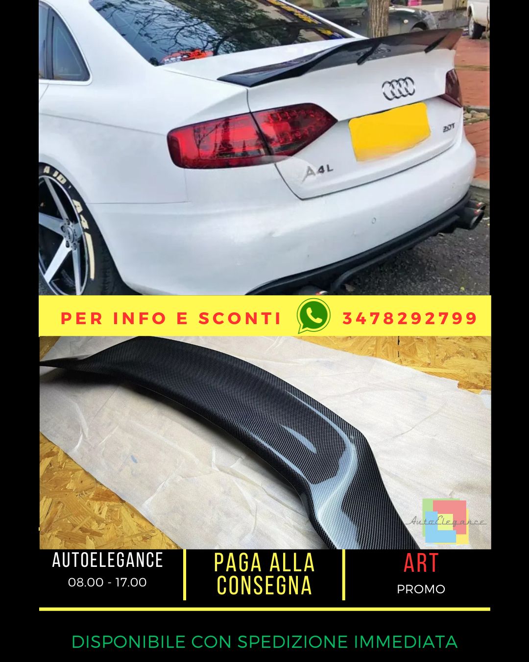 💯Carbon Fiber Rear Spoiler Fit For Audi A4 B8 Sedan 08-16💯 