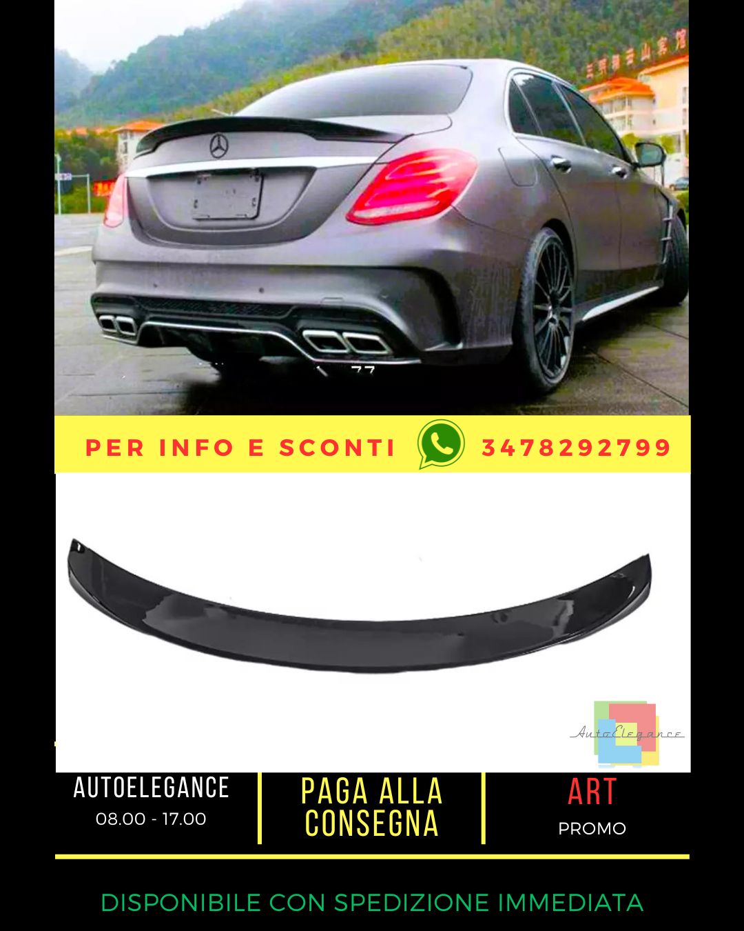 💯KIT Gloss Black Spoiler Suitable For Mercedes C-Class W205💯 