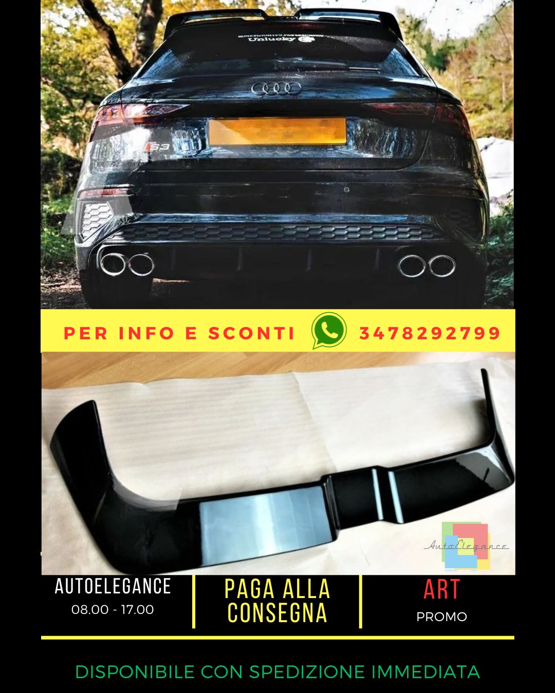 🖤 ​​Gloss Black Spoiler suitable for Audi A3 S3 RS3 8Y Sportback 2020+🖤 