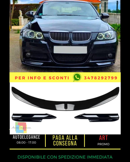 ✨Splitter Nero Lucido Adatto per BMW Serie 3 E90 E91 PRE-LCI M Sport 2004-2008✨