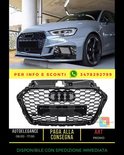 😍AUDI A3 8V 2017-2020 CALANDRE / GRILLE NOIR RS3 STYLE ACC RADAR😍